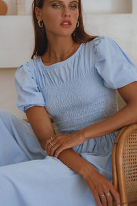 Sophie Smocked Linen Midi Dress