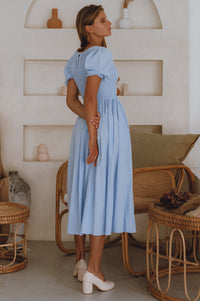 Sophie Smocked Linen Midi Dress