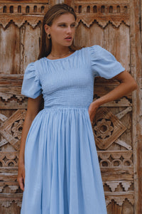 Sophie Smocked Linen Midi Dress