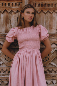 Sophie Smocked Linen Midi Dress