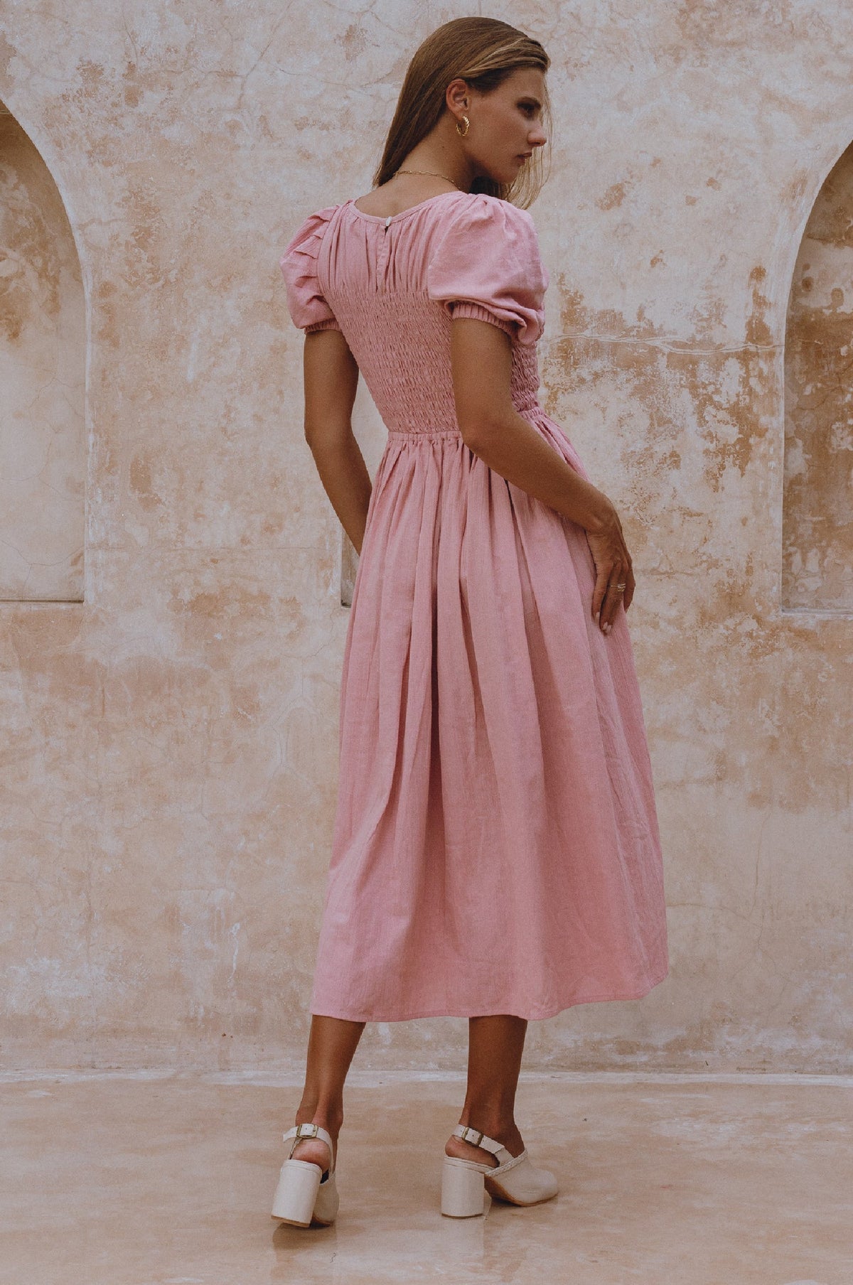 Sophie Smocked Linen Midi Dress