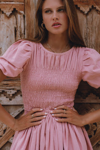 Sophie Smocked Linen Midi Dress