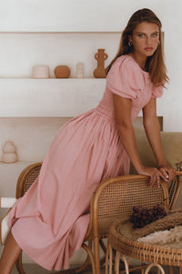 Sophie Smocked Linen Midi Dress