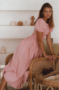 Sophie Smocked Linen Midi Dress