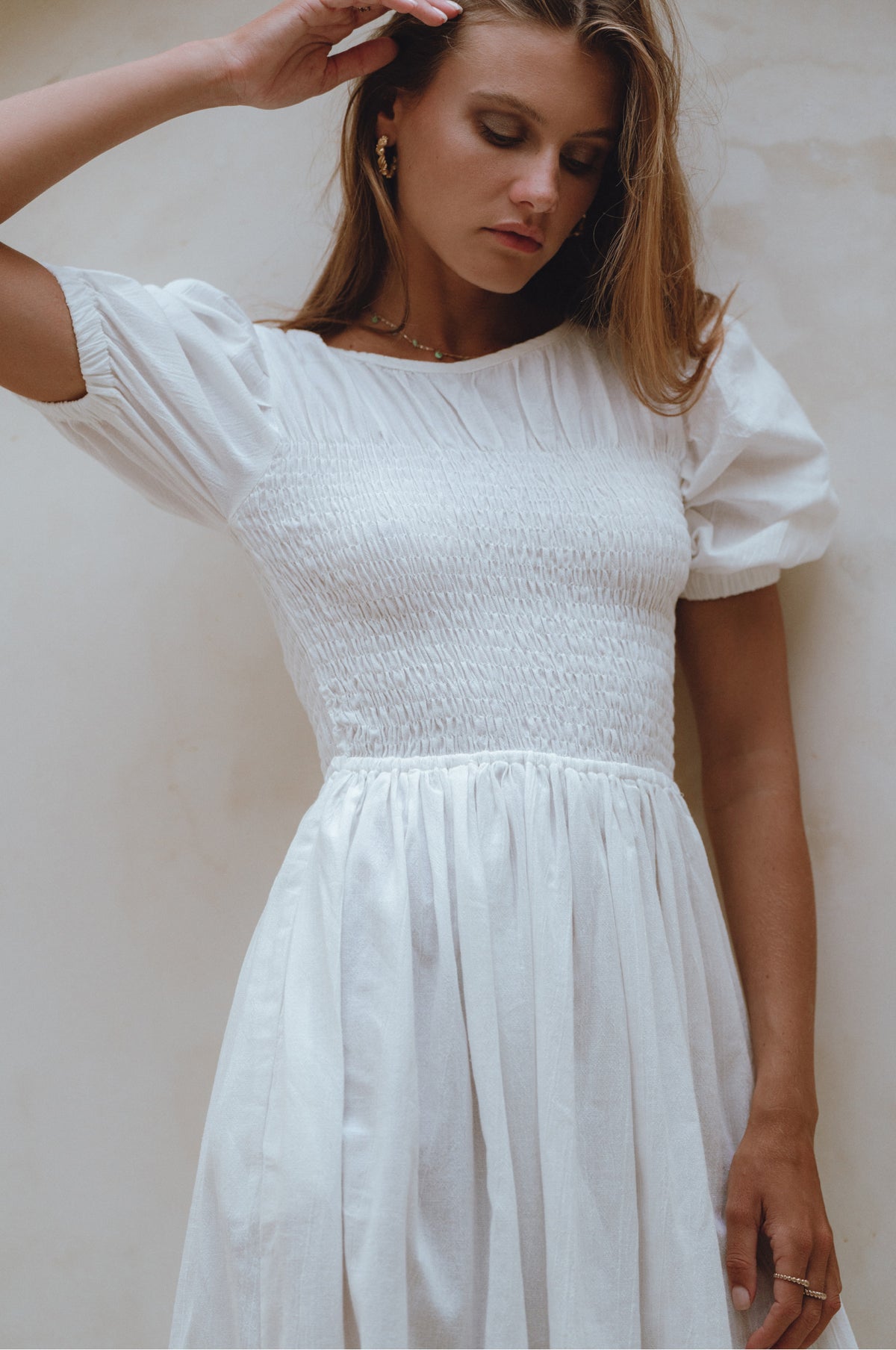 Sophie Smocked Linen Midi Dress
