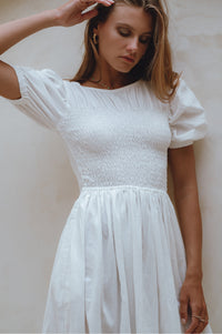 Sophie Smocked Linen Midi Dress