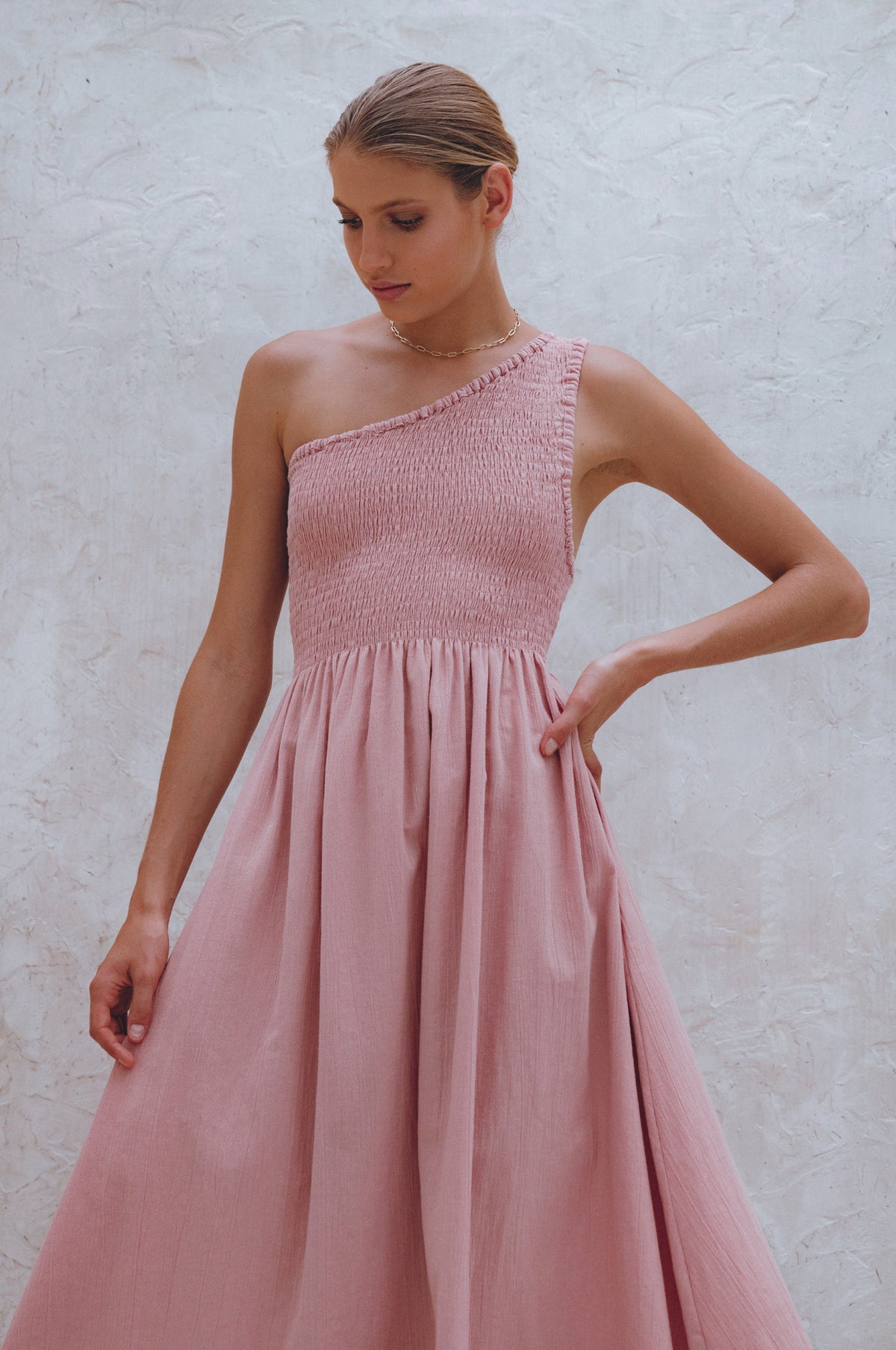 Alina One Shoulder Linen Dress (Sale)