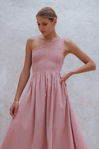 Alina One Shoulder Linen Dress (Sale)