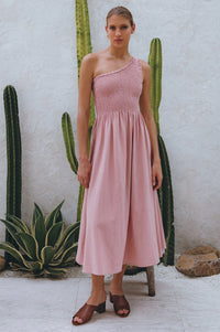 Alina One Shoulder Linen Dress (Sale)