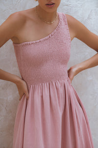 Alina One Shoulder Linen Dress (Sale)