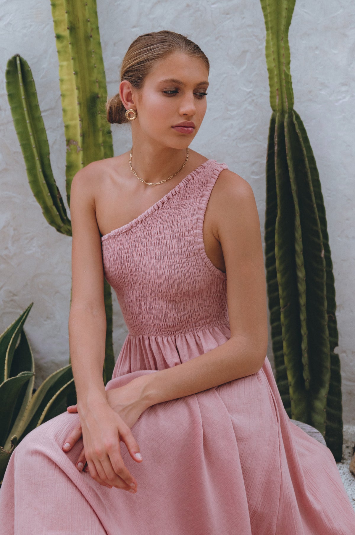 Alina One Shoulder Linen Dress (Sale)