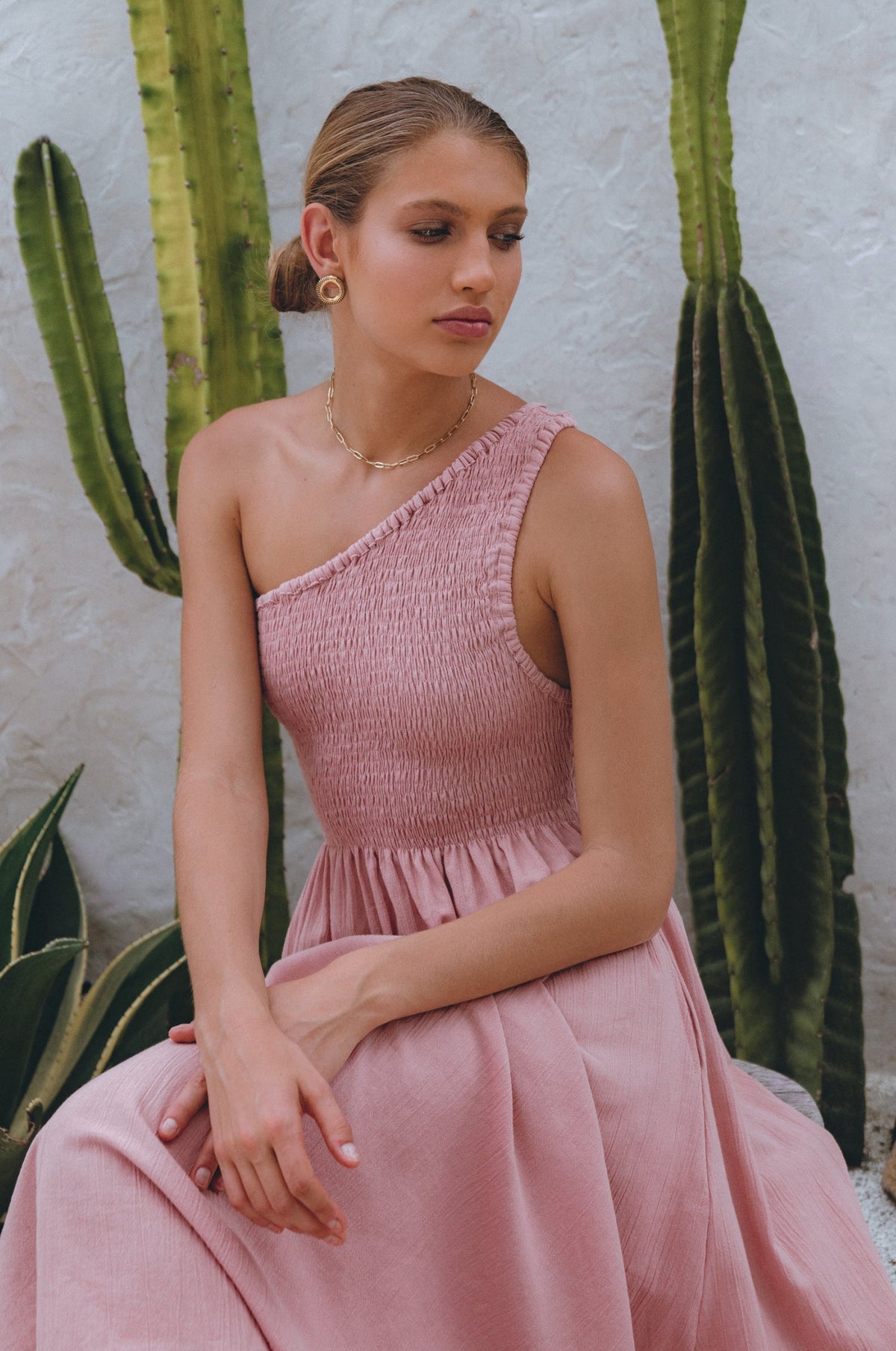 Alina One Shoulder Linen Dress (Sale)