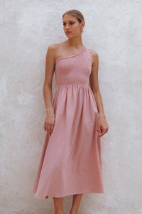 Alina One Shoulder Linen Dress (Sale)