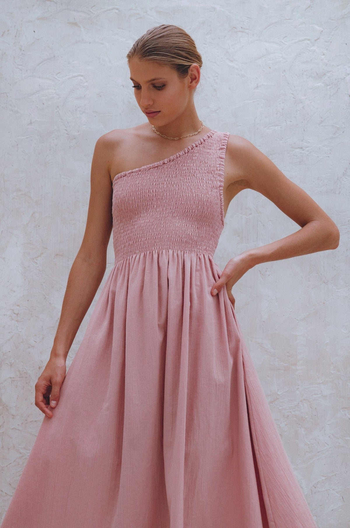 Alina One Shoulder Linen Dress (Sale)