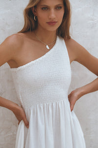 Alina One Shoulder Linen Dress (Sale)