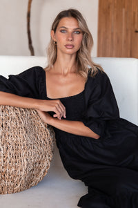 Almeria Smocked Midi Linen Dress (Sale)