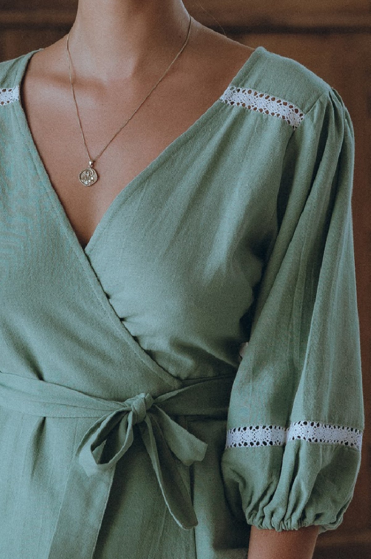 Haifa Lace Linen Wrap Top (Sale)