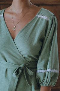 Haifa Lace Linen Wrap Top (Sale)