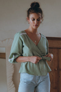 Haifa Lace Linen Wrap Top (Sale)