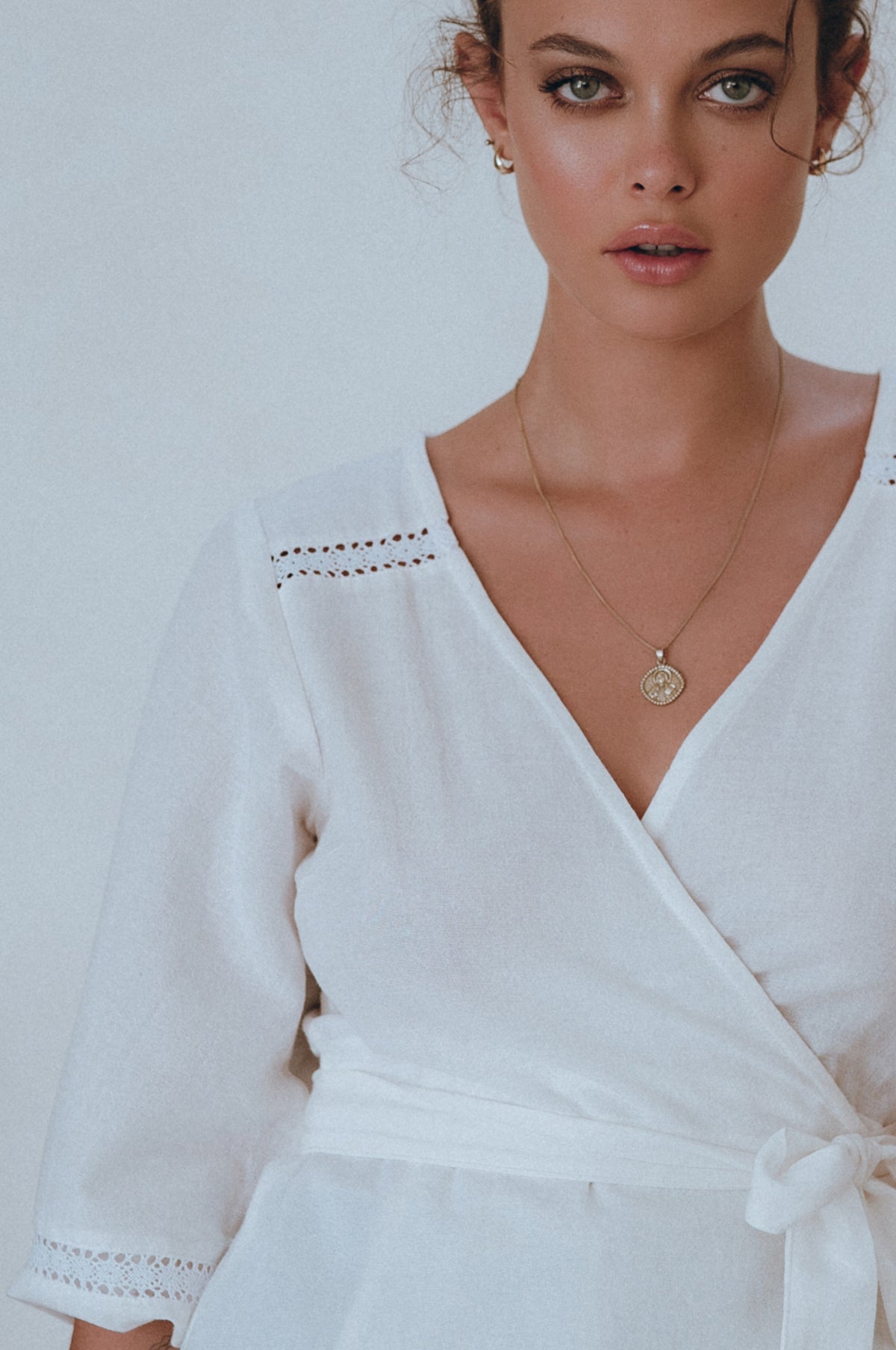 Haifa Lace Linen Wrap Top (Sale)