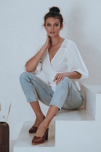 Haifa Lace Linen Wrap Top (Sale)