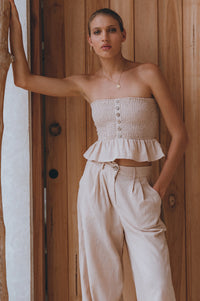 Laura Smocked Linen Top