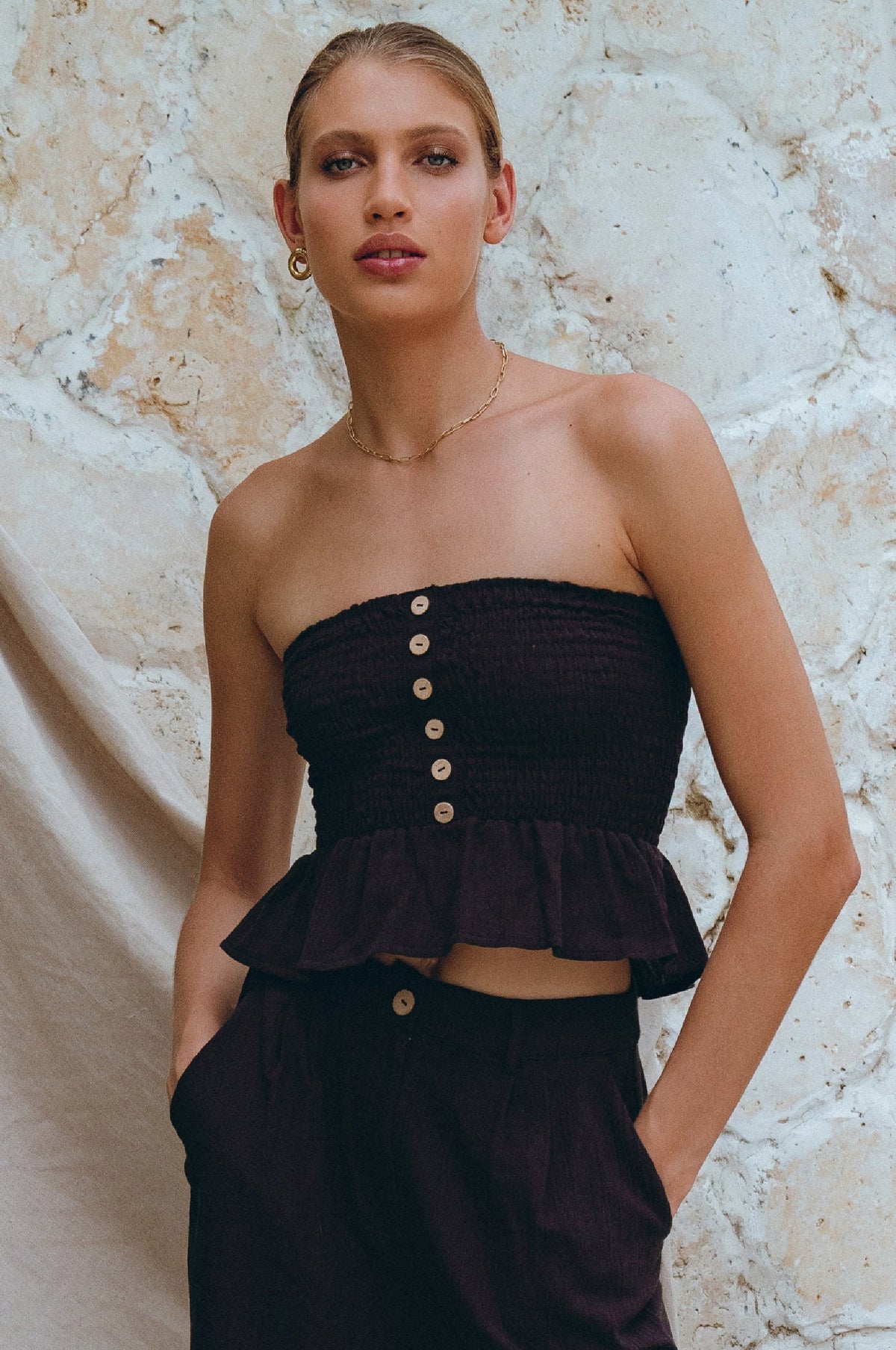 Laura Smocked Linen Top