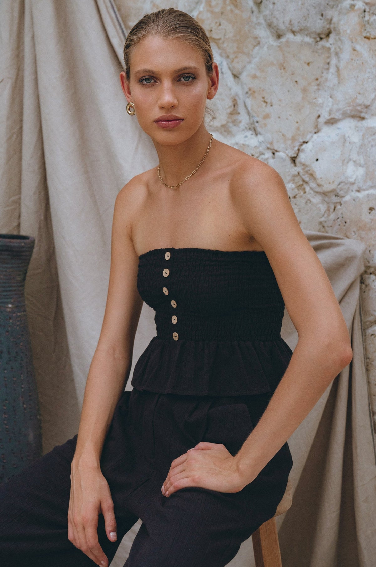 Laura Smocked Linen Top