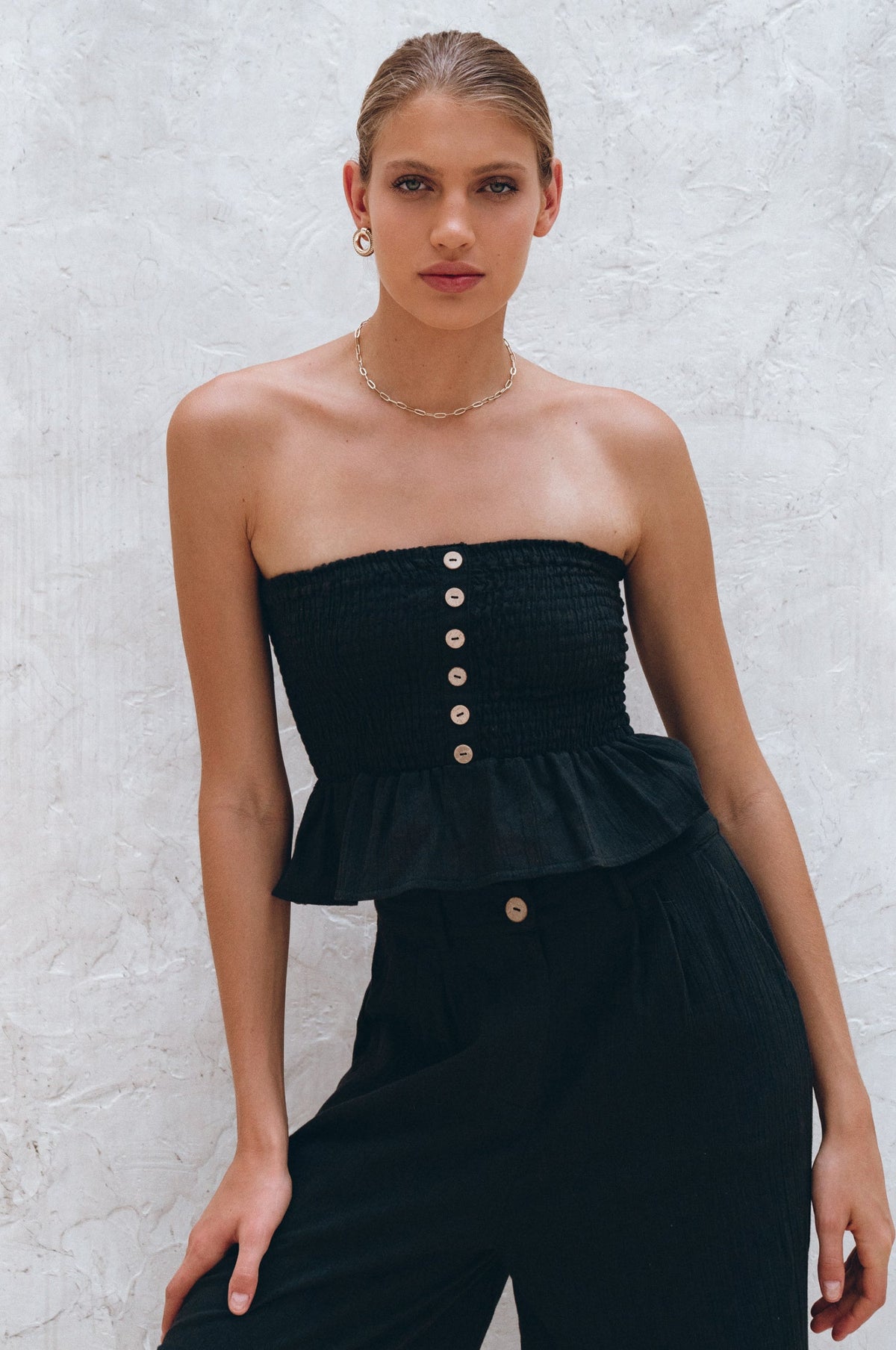 Laura Smocked Linen Top