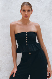 Laura Smocked Linen Top