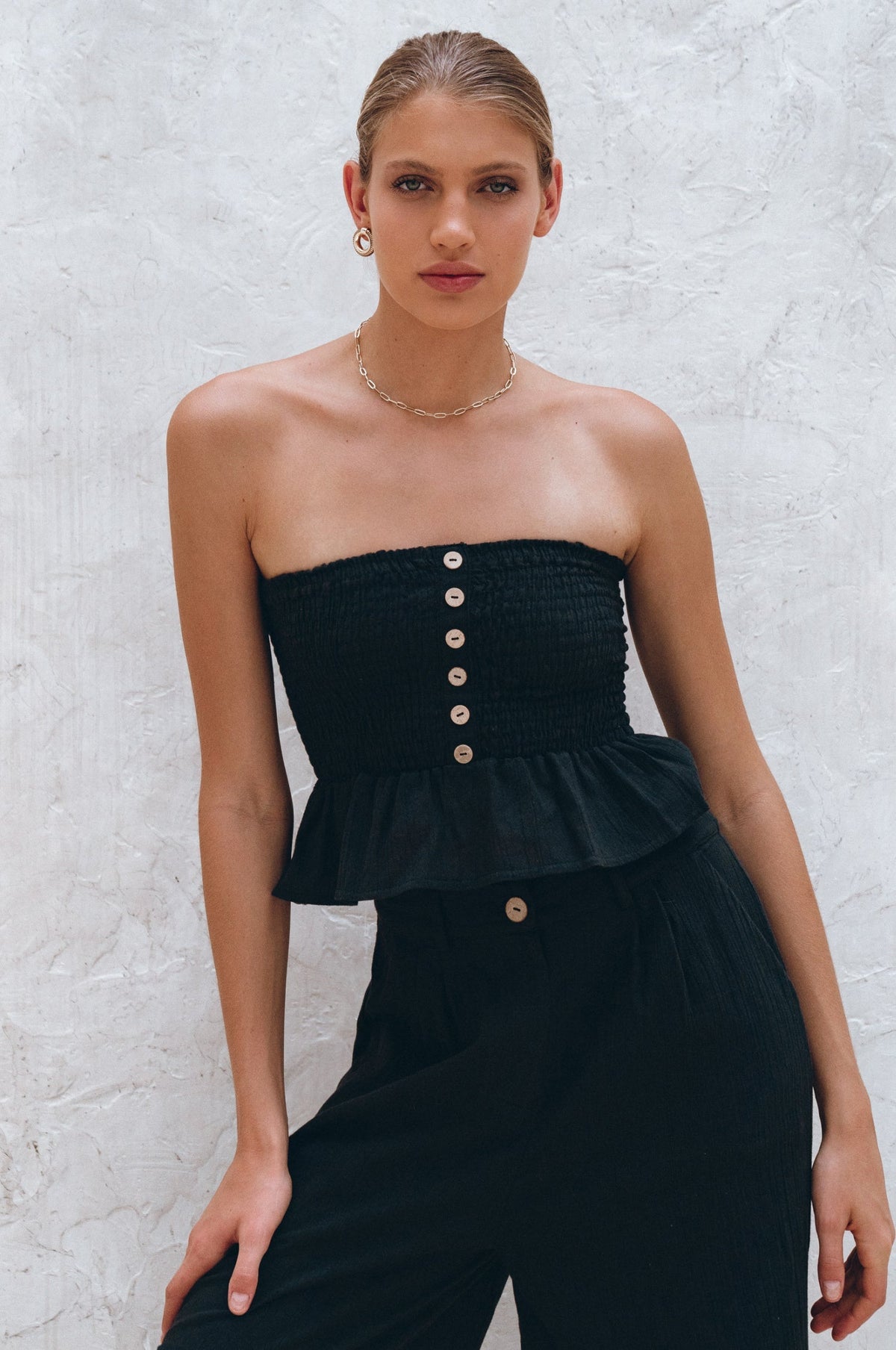 Laura Smocked Linen Top