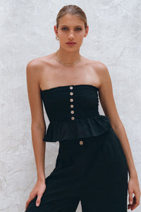 Laura Smocked Linen Top