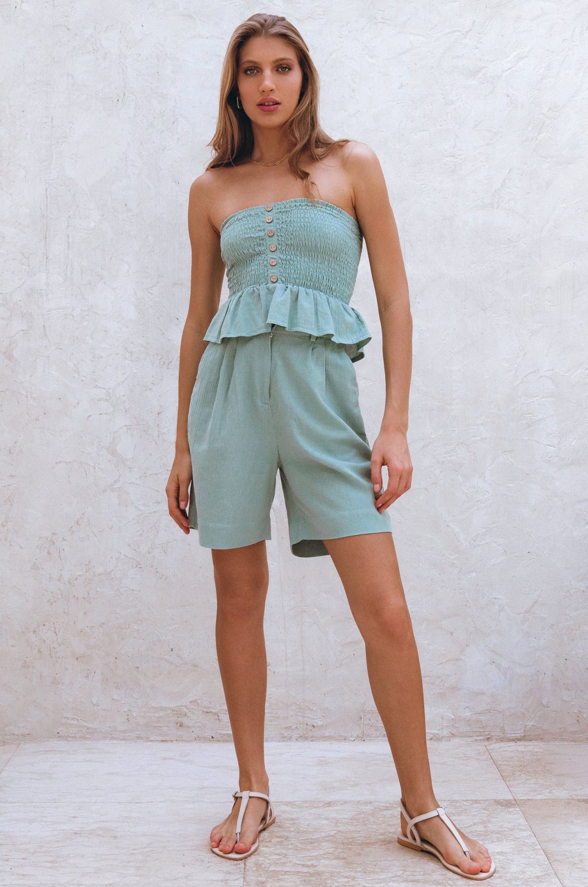 Laura Smocked Linen Top