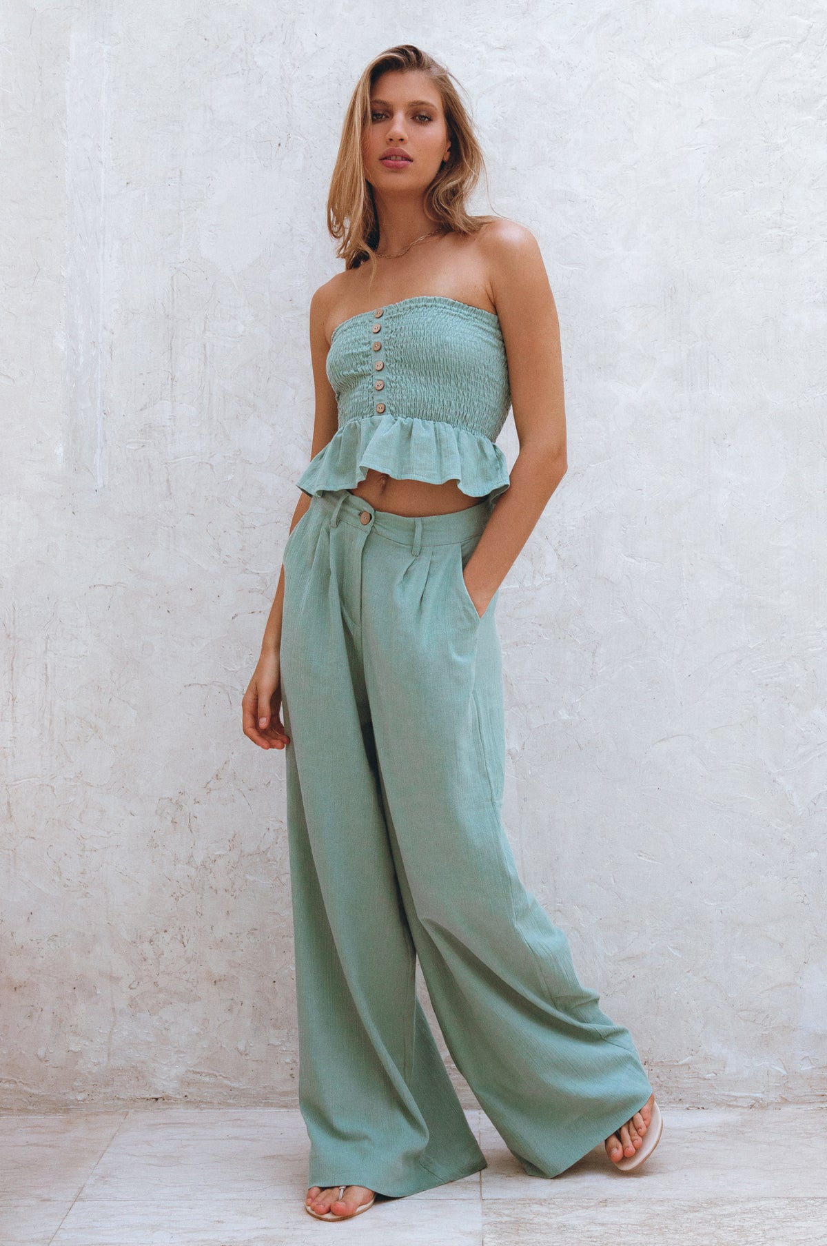 Laura Smocked Linen Top