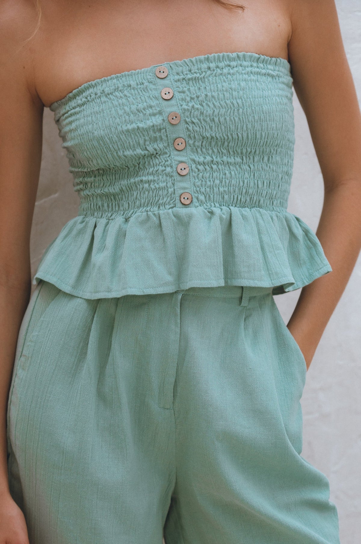 Laura Smocked Linen Top