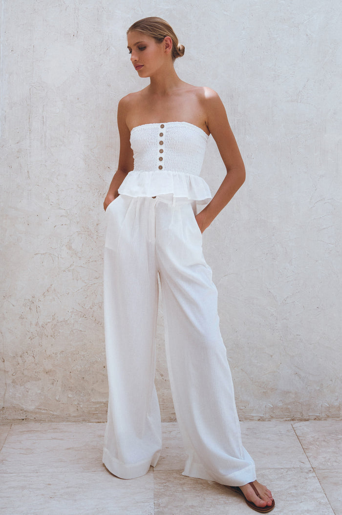 Laura Smocked Linen Top