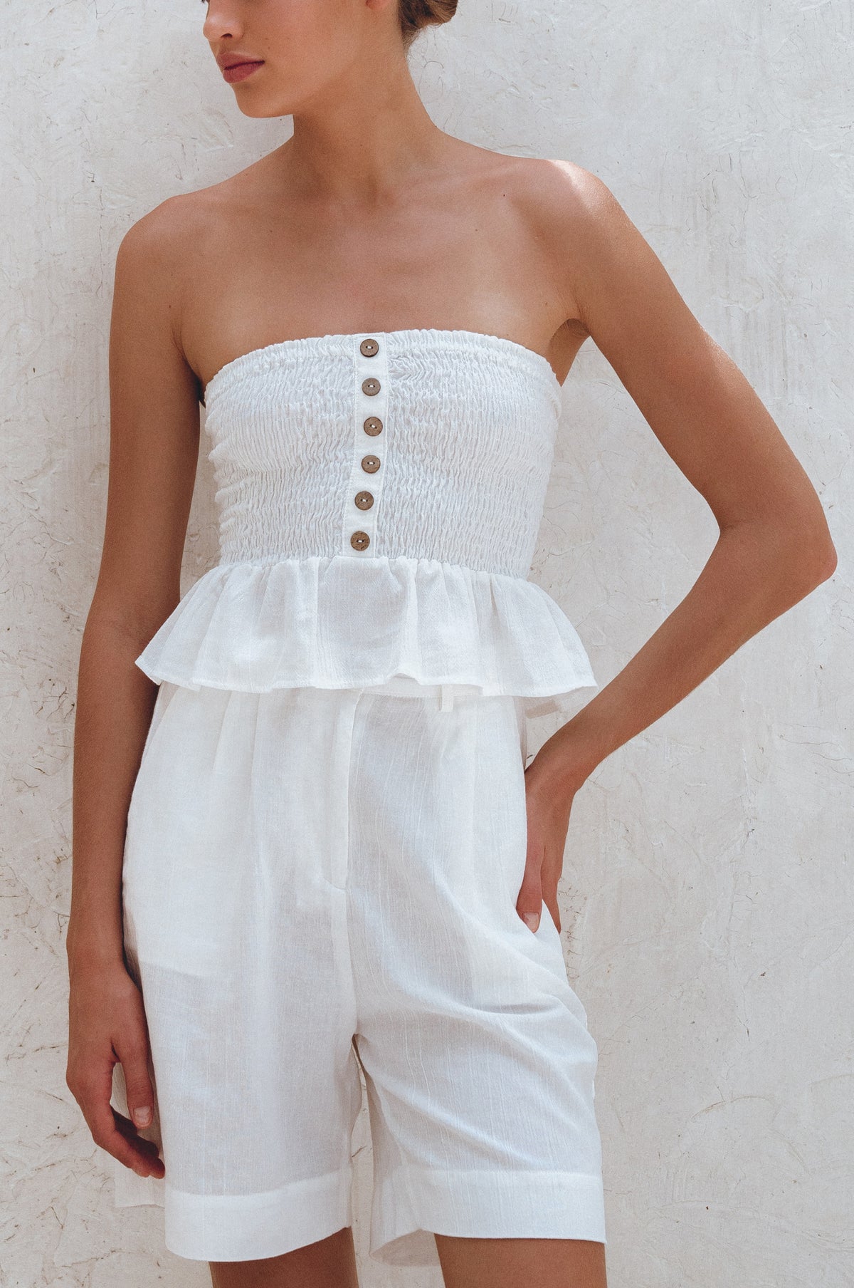 Laura Smocked Linen Top