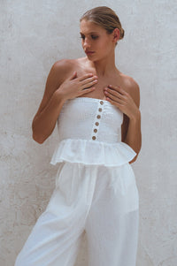 Laura Smocked Linen Top