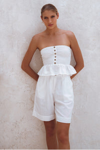 Laura Smocked Linen Top