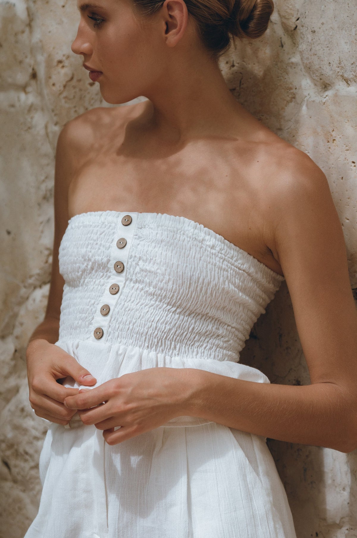 Laura Smocked Linen Top