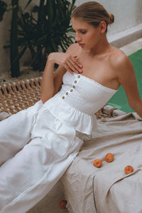 Laura Smocked Linen Top