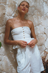 Laura Smocked Linen Top