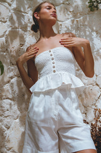 Laura Smocked Linen Top