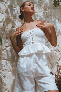 Laura Smocked Linen Top