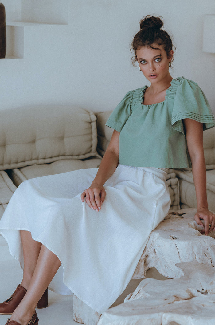 Laurent Linen Midi Skirt (Sale)