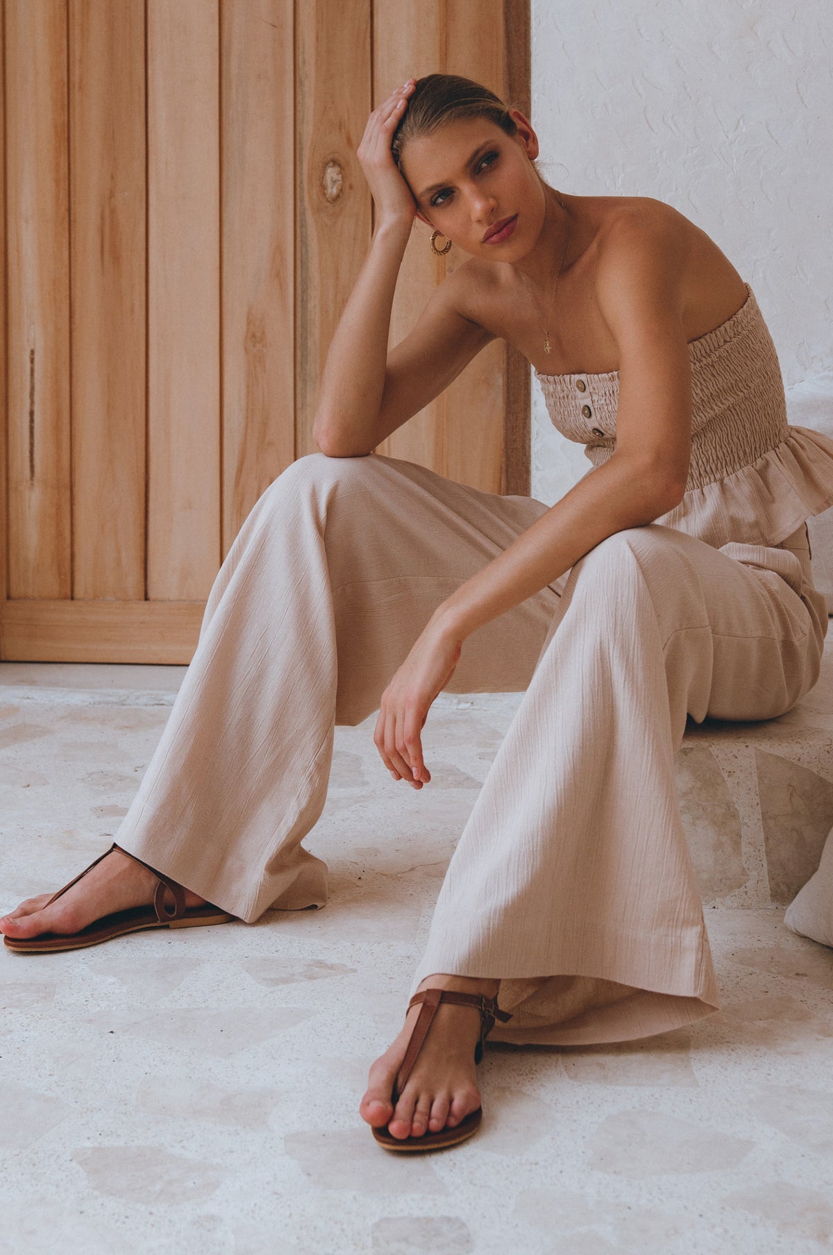 Raya Wide Leg Linen Pants