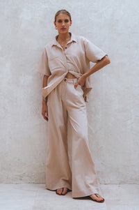 Raya Wide Leg Linen Pants