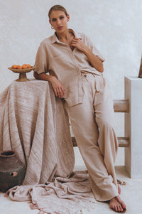 Raya Wide Leg Linen Pants