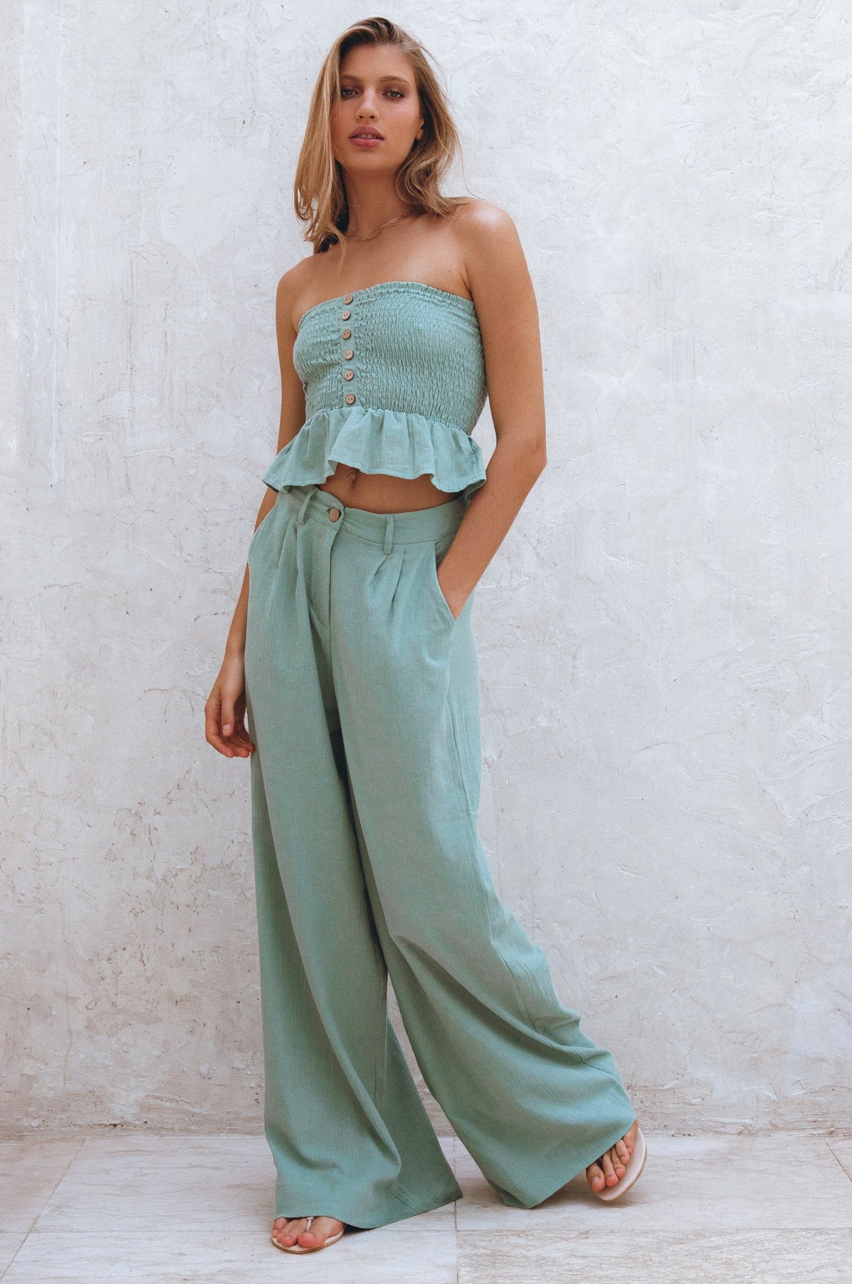 Raya Wide Leg Linen Pants