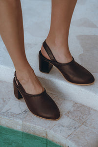 Savage Leather Slingback Heels